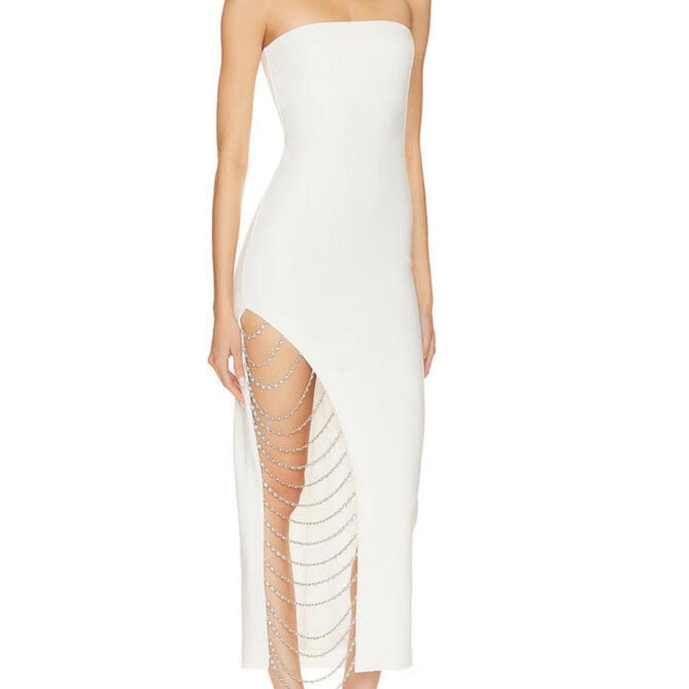 NBD White Strapless Dress
